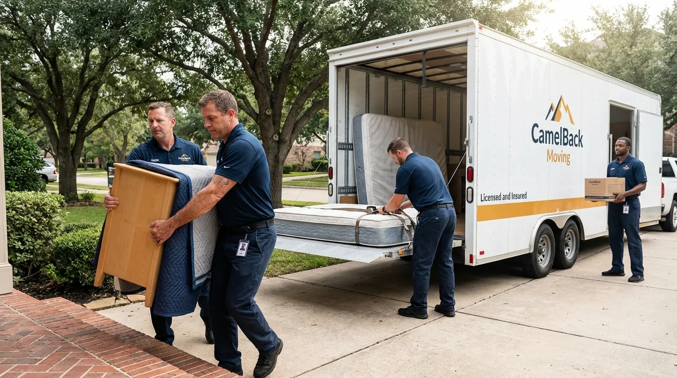 Crew loading residential truck for cross-state move from Shakopee, MN